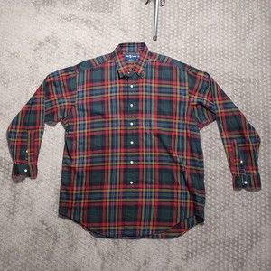 Mens Ralph Lauren Blake Long Sleeve Plaid Button Up Shirt Size Large Green Red